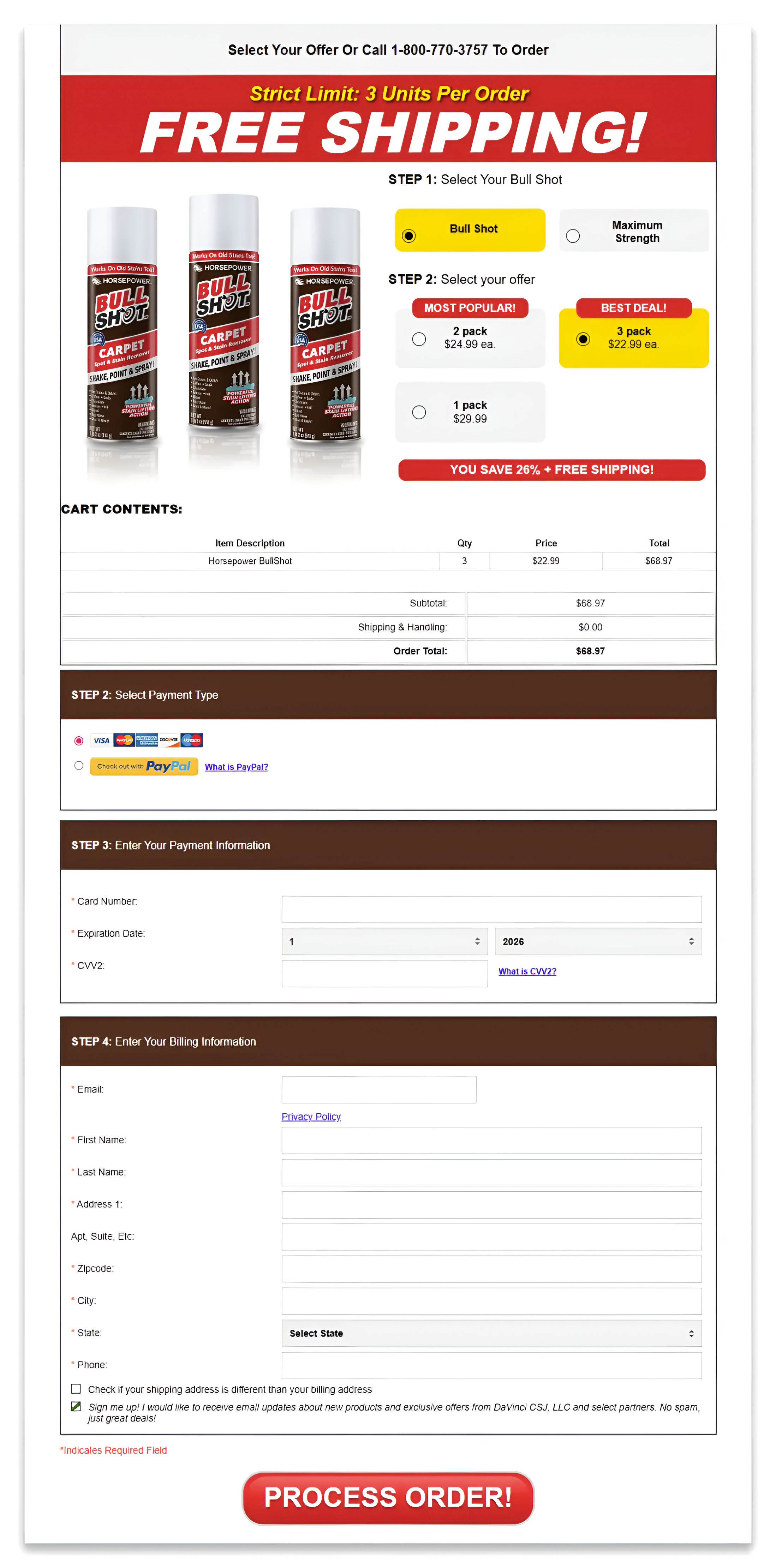 bull shot checkout page